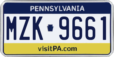 PA license plate MZK9661