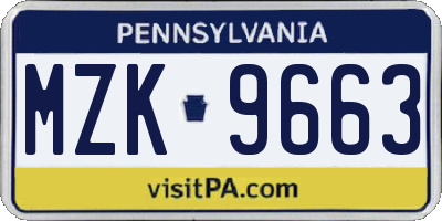 PA license plate MZK9663