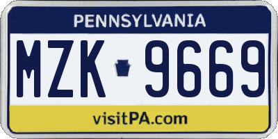PA license plate MZK9669