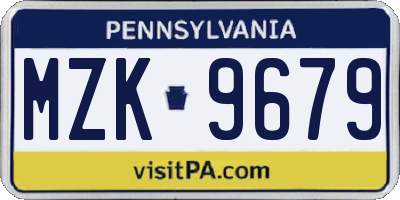 PA license plate MZK9679