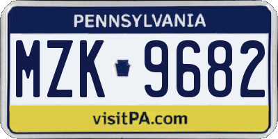 PA license plate MZK9682
