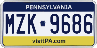 PA license plate MZK9686