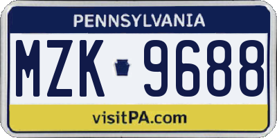 PA license plate MZK9688