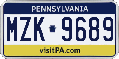 PA license plate MZK9689