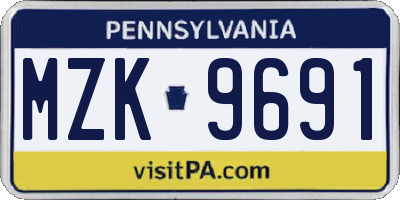 PA license plate MZK9691