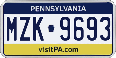 PA license plate MZK9693