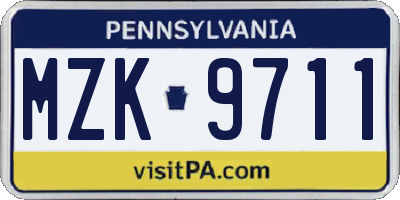 PA license plate MZK9711