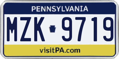 PA license plate MZK9719