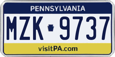 PA license plate MZK9737
