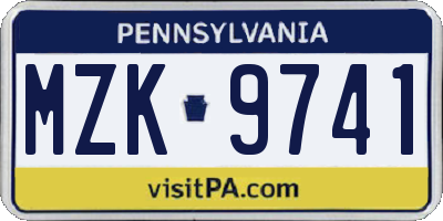 PA license plate MZK9741