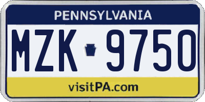 PA license plate MZK9750