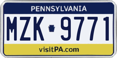 PA license plate MZK9771