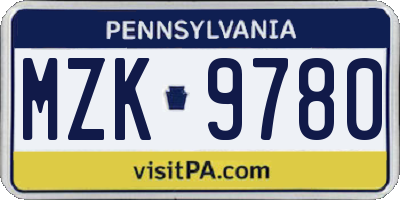 PA license plate MZK9780