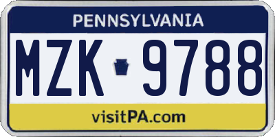 PA license plate MZK9788