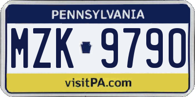 PA license plate MZK9790