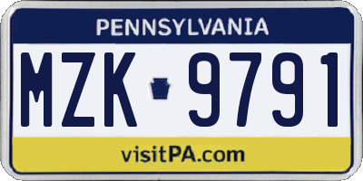 PA license plate MZK9791
