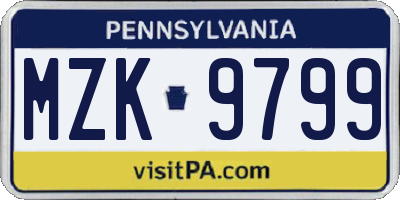 PA license plate MZK9799