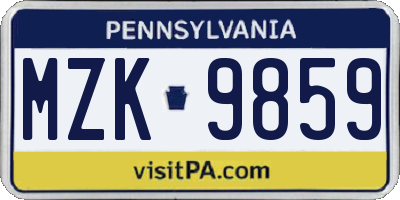 PA license plate MZK9859