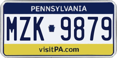 PA license plate MZK9879