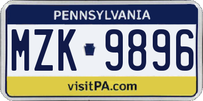 PA license plate MZK9896