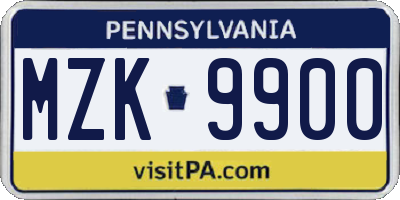 PA license plate MZK9900