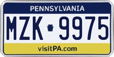 PA license plate MZK9975