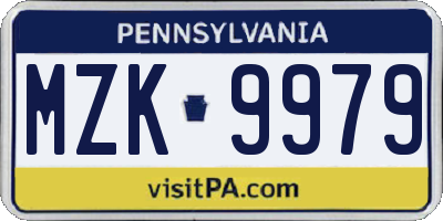 PA license plate MZK9979