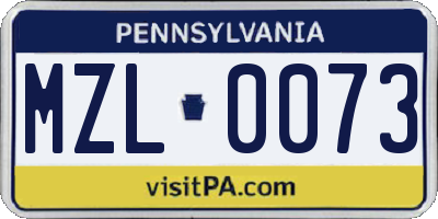 PA license plate MZL0073