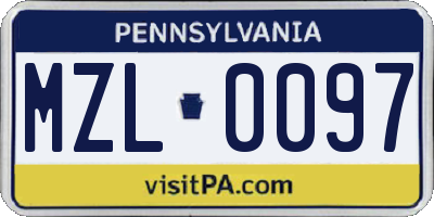 PA license plate MZL0097