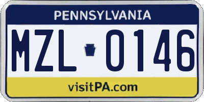 PA license plate MZL0146