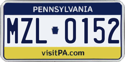 PA license plate MZL0152