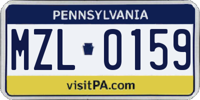 PA license plate MZL0159