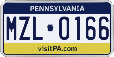 PA license plate MZL0166