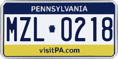 PA license plate MZL0218