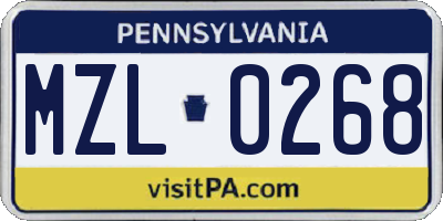 PA license plate MZL0268