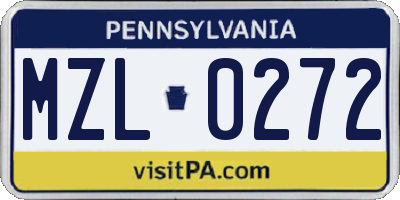 PA license plate MZL0272