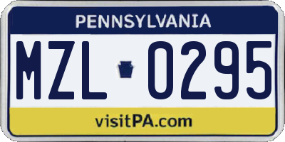 PA license plate MZL0295