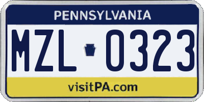 PA license plate MZL0323