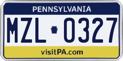PA license plate MZL0327