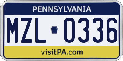 PA license plate MZL0336