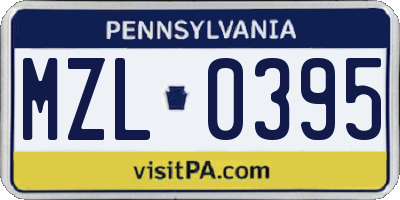 PA license plate MZL0395