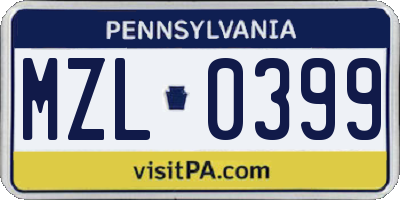 PA license plate MZL0399