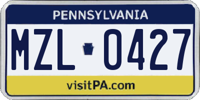 PA license plate MZL0427