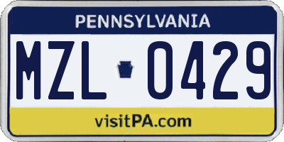 PA license plate MZL0429