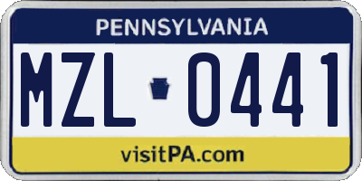 PA license plate MZL0441