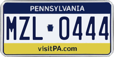 PA license plate MZL0444