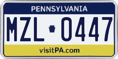 PA license plate MZL0447