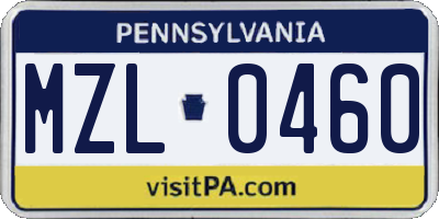 PA license plate MZL0460