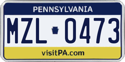 PA license plate MZL0473