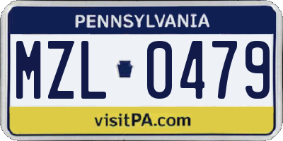 PA license plate MZL0479